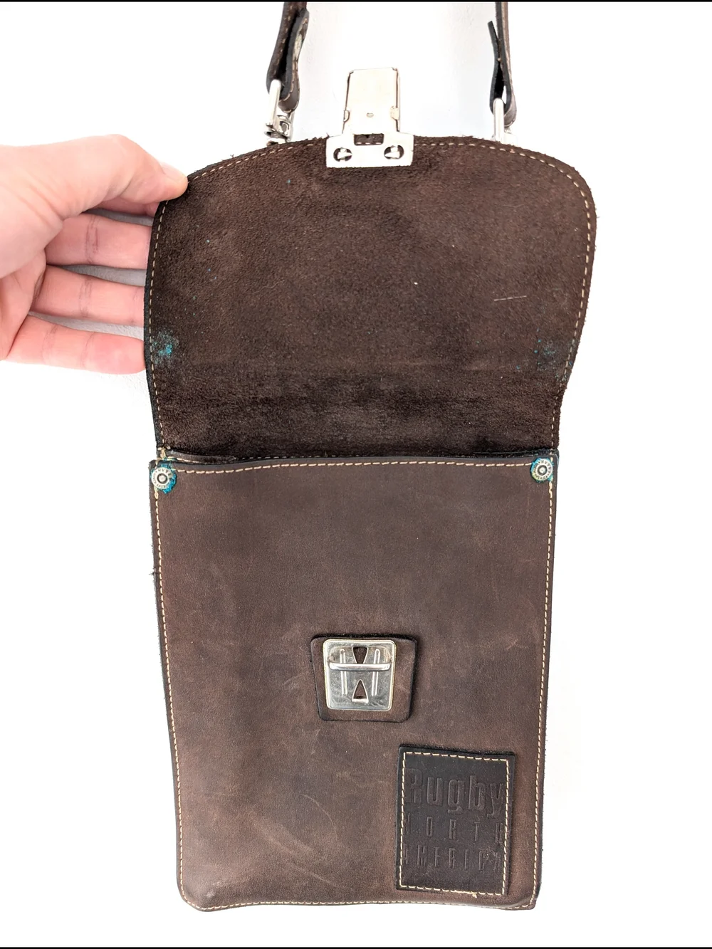 Vintage Rugby North America Leather Crossbody – Heritage Minimalist Satchel - Picture 10 of 10